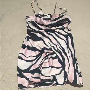 River Island Pink and Black Zebra Print Midi Dress